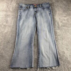 Levis 518 Superlow Boot Cut Jeans Womens 13 M Blue Light Wash Hemmed Raw Hem VTG